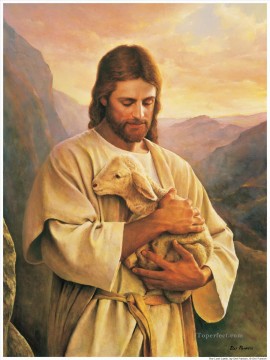 Jesus Carrying A Lost Lamb Oil Paintings